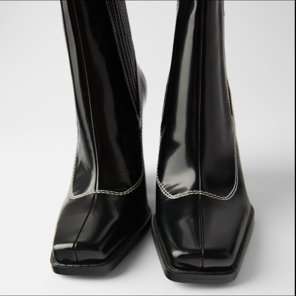 ZARA BNWT Heeled Ankle Boots with Topstitching - Picture 6 of 8
